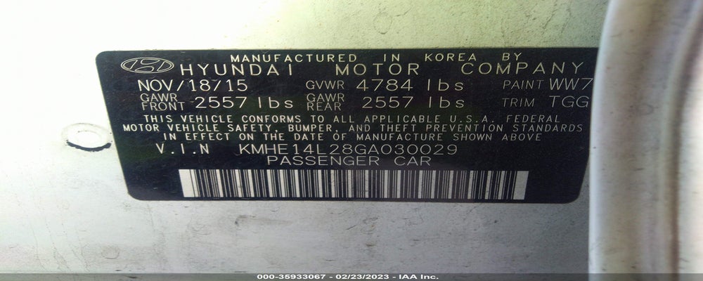 KMHE14L28GA030029 2016 HYUNDAI SONATA PLUG-IN HYBRID photo no. 9