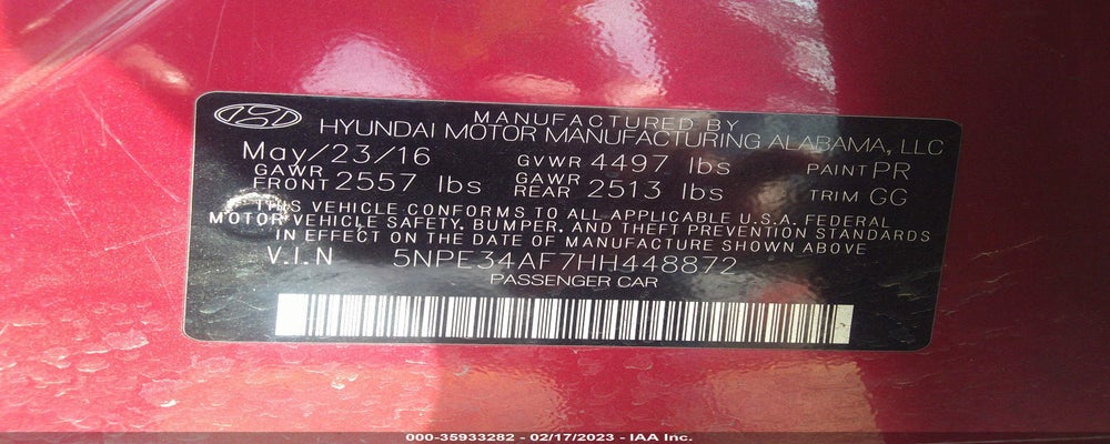 5NPE34AF7HH448872 2017 HYUNDAI SONATA photo no. 9