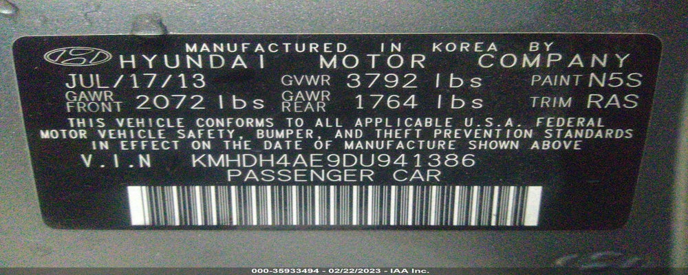 KMHDH4AE9DU941386 2013 HYUNDAI ELANTRA photo no. 9