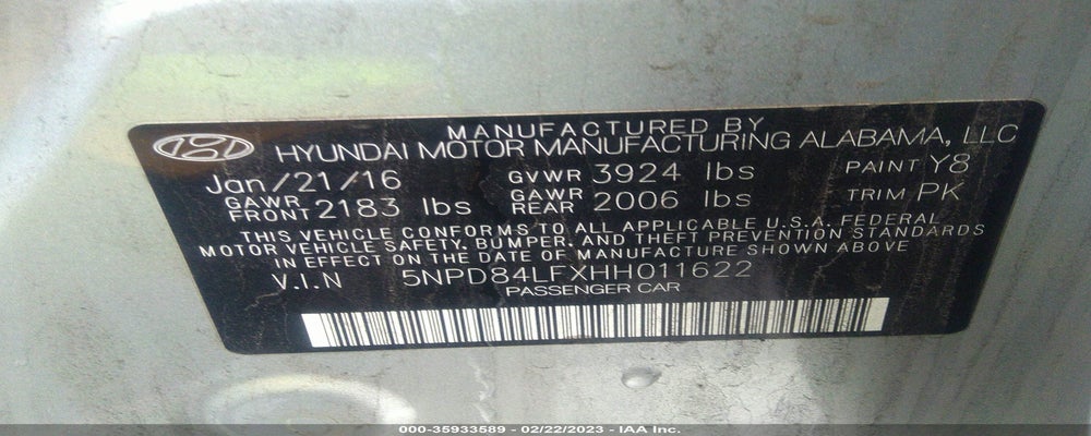 5NPD84LFXHH011622 2017 HYUNDAI ELANTRA photo no. 9