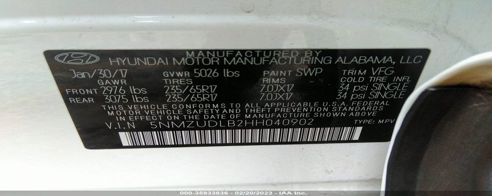 5NMZUDLB2HH040902 2017 HYUNDAI SANTA FE SPORT photo no. 9