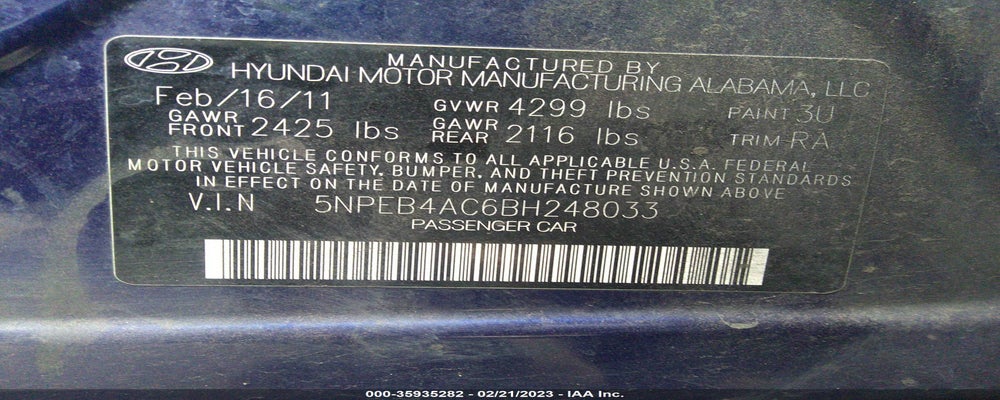 5NPEB4AC6BH248033 2011 HYUNDAI SONATA photo no. 9