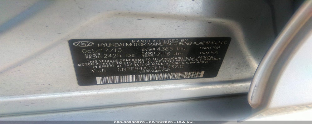 5NPEB4AC2EH833731 2014 HYUNDAI SONATA photo no. 9