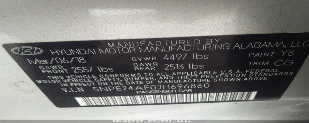 5NPE24AF0JH696860 2018 HYUNDAI SONATA photo no. 9