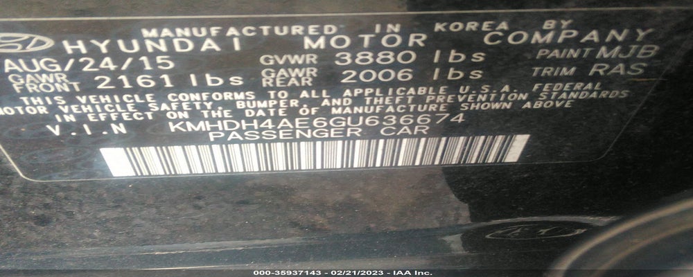 KMHDH4AE6GU636674 2016 HYUNDAI ELANTRA photo no. 9