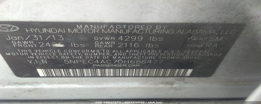 5NPEC4AC7DH686477 2013 HYUNDAI SONATA photo no. 9