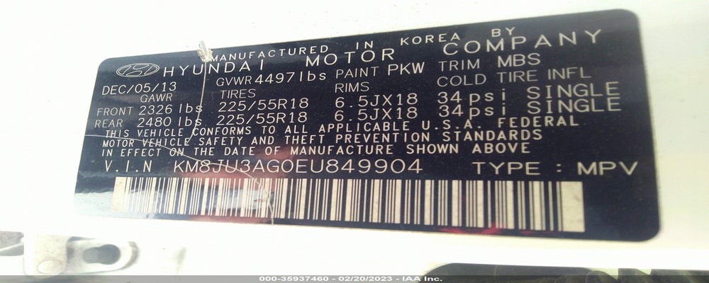 KM8JU3AG0EU849904 2014 HYUNDAI TUCSON photo no. 9