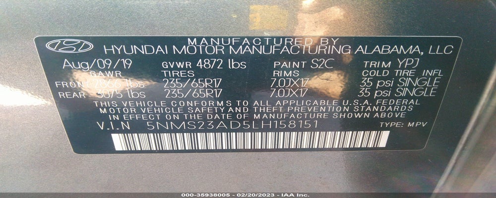5NMS23AD5LH158151 2020 HYUNDAI SANTA FE photo no. 9