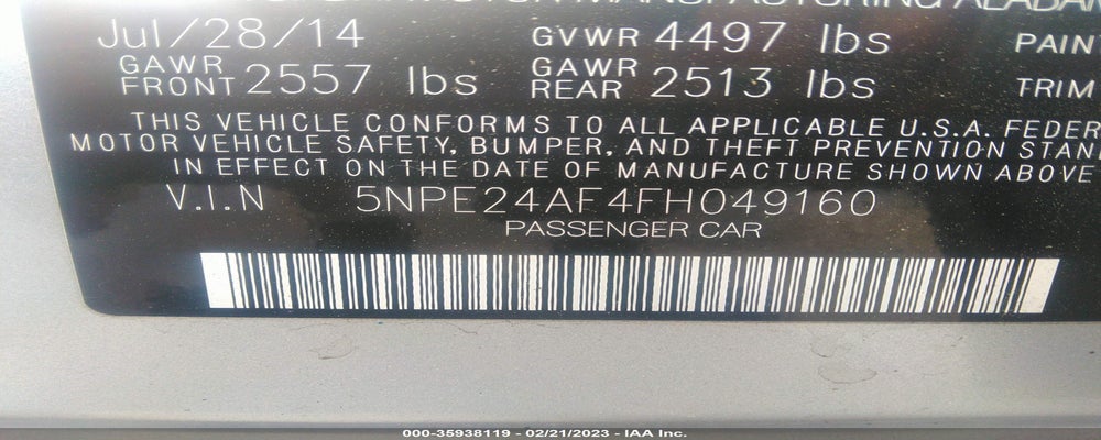 5NPE24AF4FH049160 2015 HYUNDAI SONATA photo no. 9