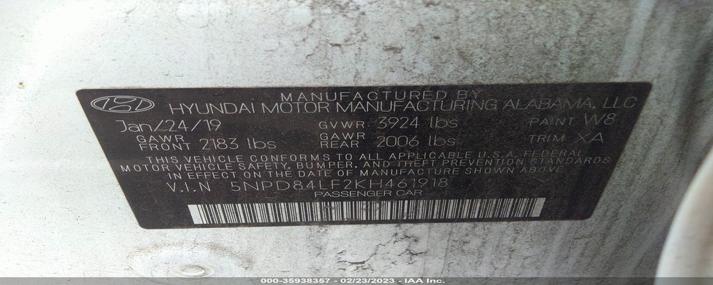 5NPD84LF2KH461918 2019 HYUNDAI ELANTRA photo no. 9