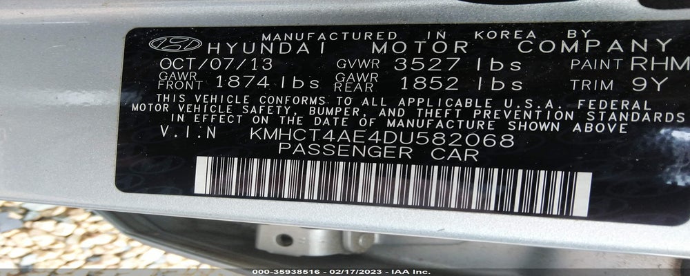 KMHCT4AE4DU582068 2013 HYUNDAI ACCENT photo no. 9