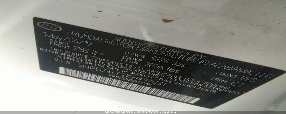 5NPD74LF2KH497031 2019 HYUNDAI ELANTRA photo no. 9