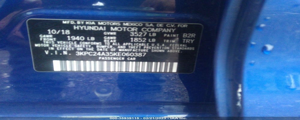 3KPC24A35KE060387 2019 HYUNDAI ACCENT photo no. 9