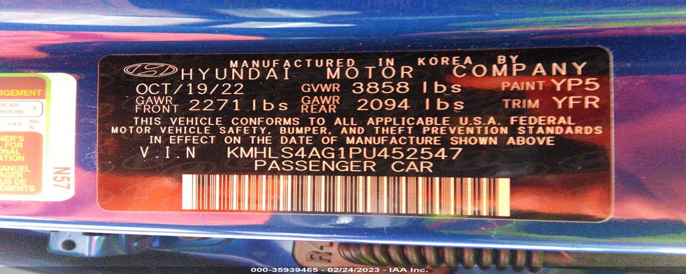 KMHLS4AG1PU452547 2023 HYUNDAI ELANTRA photo no. 9
