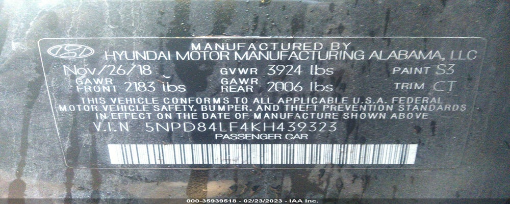 5NPD84LF4KH439323 2019 HYUNDAI ELANTRA photo no. 9