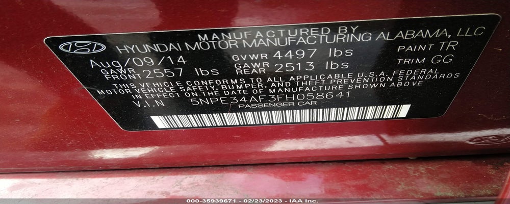 5NPE34AF3FH058641 2015 HYUNDAI SONATA photo no. 9