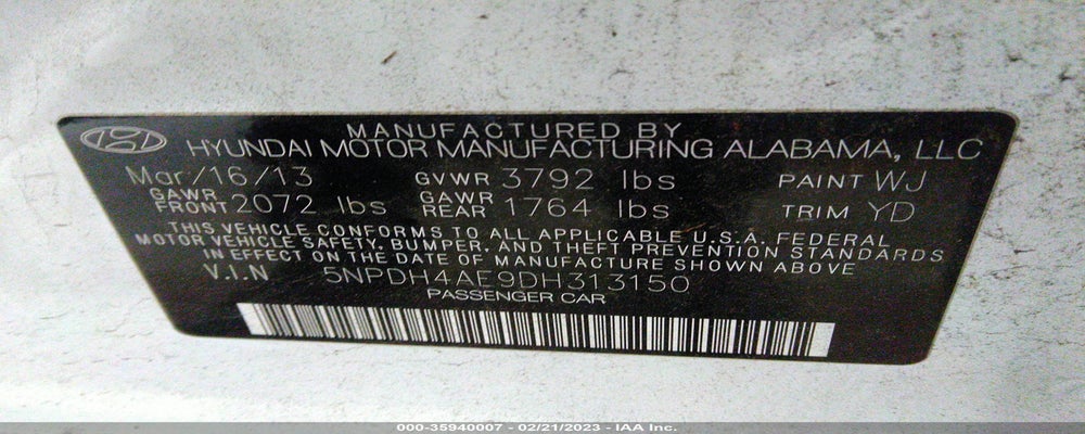 5NPDH4AE9DH313150 2013 HYUNDAI ELANTRA photo no. 9