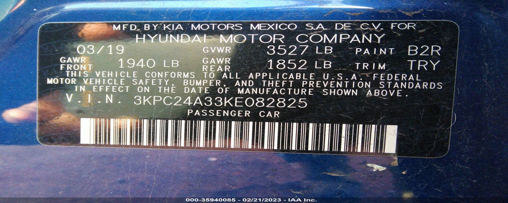 3KPC24A33KE082825 2019 HYUNDAI ACCENT photo no. 9