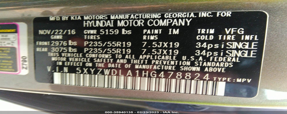 5XYZWDLA1HG478824 2017 HYUNDAI SANTA FE SPORT photo no. 9