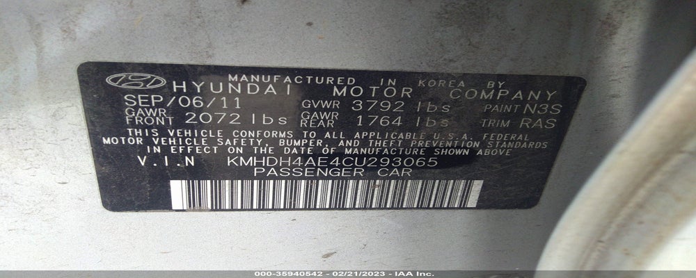 KMHDH4AE4CU293065 2012 HYUNDAI ELANTRA photo no. 9