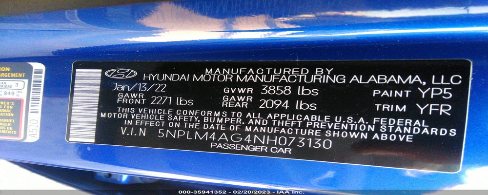 5NPLM4AG4NH073130 2022 HYUNDAI ELANTRA photo no. 9