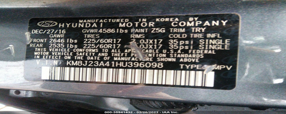 KM8J23A41HU396098 2017 HYUNDAI TUCSON photo no. 9
