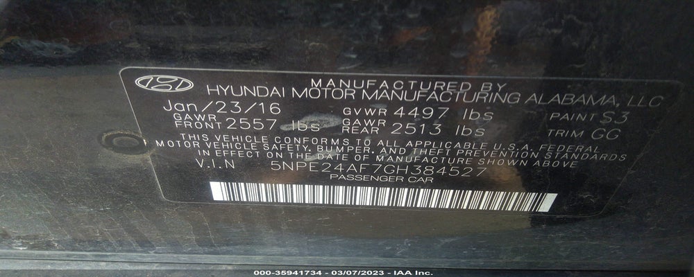 5NPE24AF7GH384527 2016 HYUNDAI SONATA photo no. 9