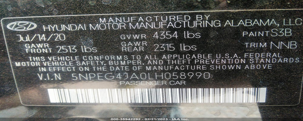 5NPEG4JA0LH058990 2020 HYUNDAI SONATA photo no. 9