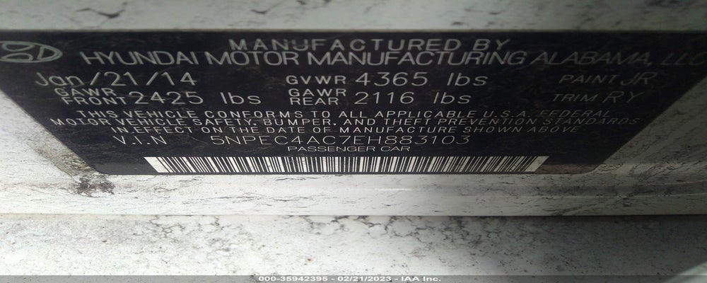 5NPEC4AC7EH883103 2014 HYUNDAI SONATA photo no. 9
