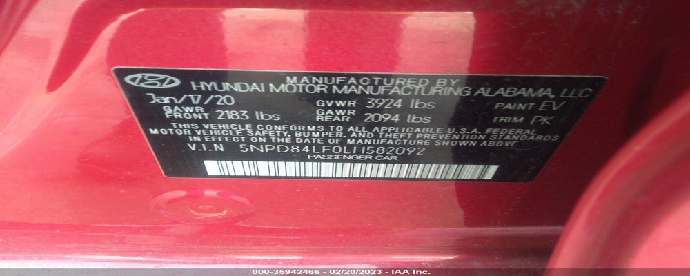 5NPD84LF0LH582092 2020 HYUNDAI ELANTRA photo no. 9