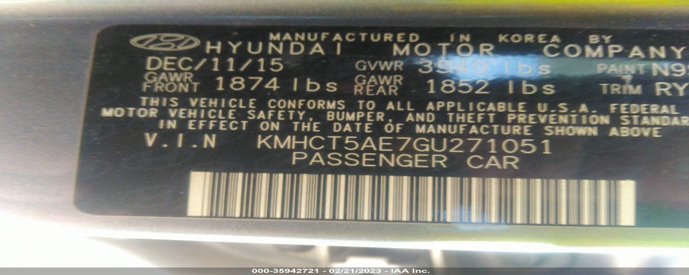 KMHCT5AE7GU271051 2016 HYUNDAI ACCENT photo no. 9