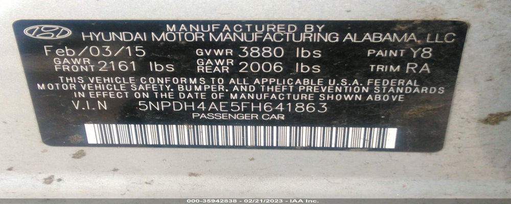 5NPDH4AE5FH641863 2015 HYUNDAI ELANTRA photo no. 9