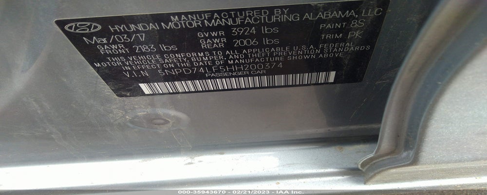 5NPD74LF5HH200374 2017 HYUNDAI ELANTRA photo no. 9