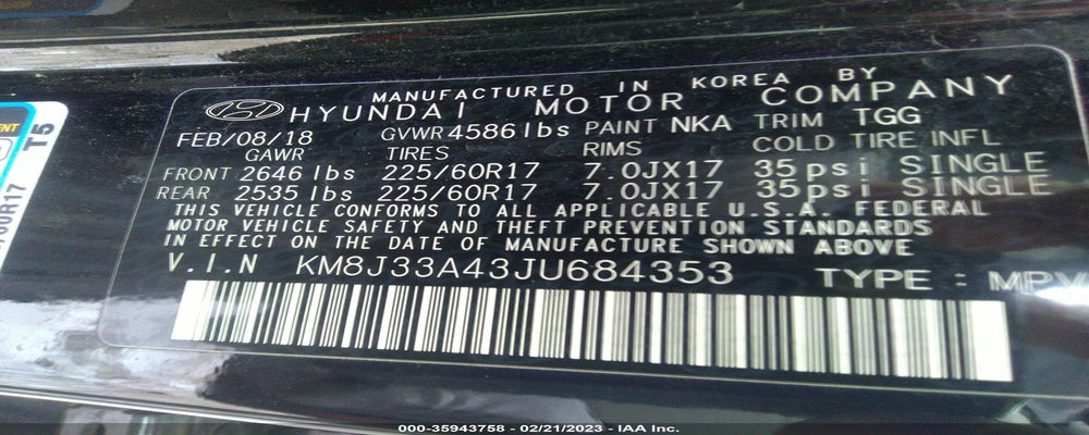 KM8J33A43JU684353 2018 HYUNDAI TUCSON photo no. 9