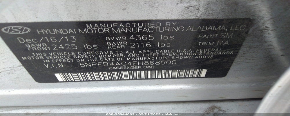 5NPEB4AC4EH868500 2014 HYUNDAI SONATA photo no. 9