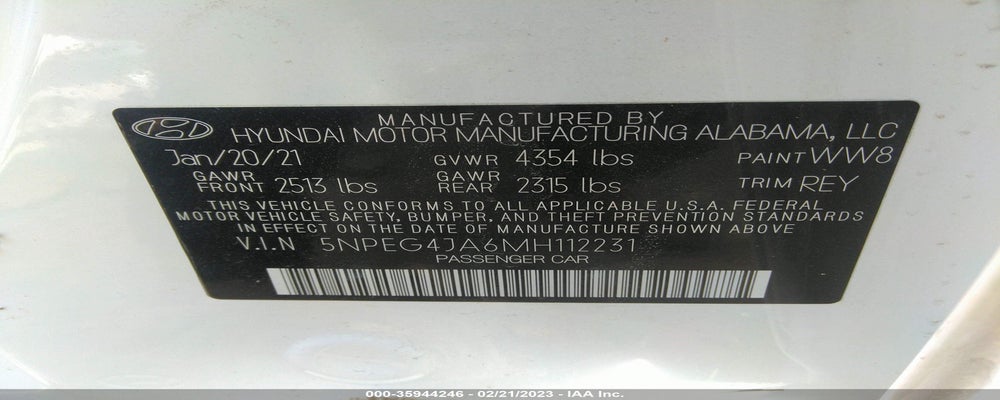 5NPEG4JA6MH112231 2021 HYUNDAI SONATA photo no. 9