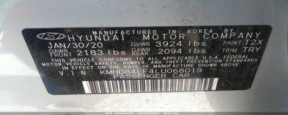 KMHD84LF4LU068019 2020 HYUNDAI ELANTRA photo no. 8