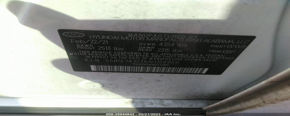 5NPEJ4J23MH124959 2021 HYUNDAI SONATA photo no. 9