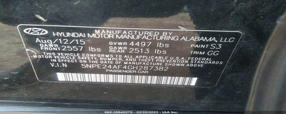5NPE24AF4GH287382 2016 HYUNDAI SONATA photo no. 9