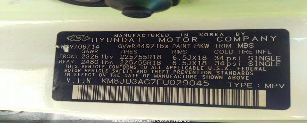 KM8JU3AG7FU029045 2015 HYUNDAI TUCSON photo no. 9