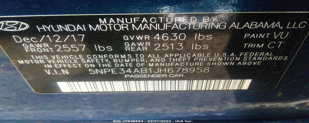 5NPE34AB1JH678958 2018 HYUNDAI SONATA photo no. 9