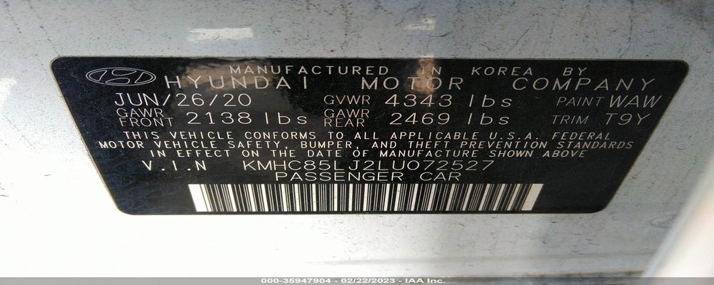 KMHC85LJ2LU072527 2020 HYUNDAI IONIQ ELECTRIC photo no. 9