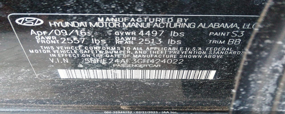 5NPE24AF3GH424022 2016 HYUNDAI SONATA photo no. 9