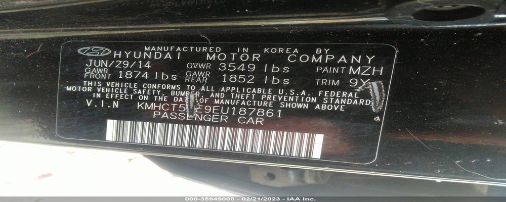 KMHCT5AE9EU187861 2014 HYUNDAI ACCENT photo no. 9