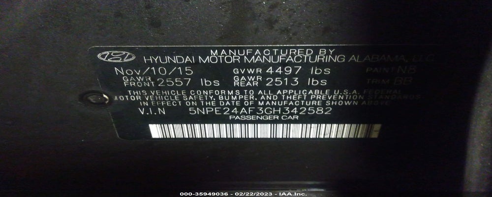 5NPE24AF3GH342582 2016 HYUNDAI SONATA photo no. 9