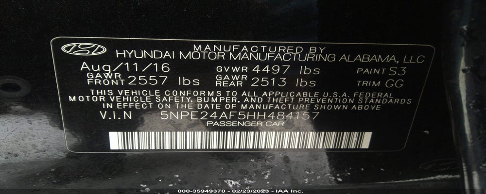 5NPE24AF5HH484157 2017 HYUNDAI SONATA photo no. 9