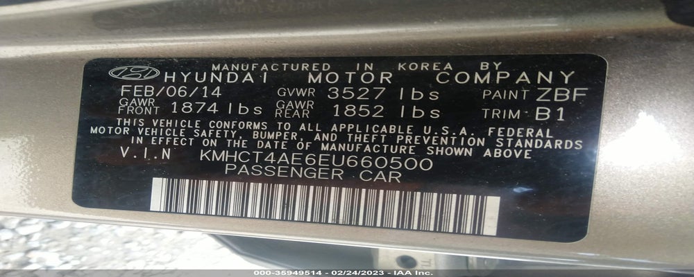 KMHCT4AE6EU660500 2014 HYUNDAI ACCENT photo no. 9