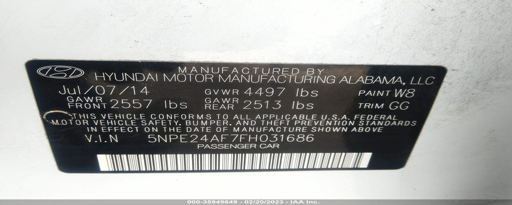 5NPE24AF7FH031686 2015 HYUNDAI SONATA photo no. 9