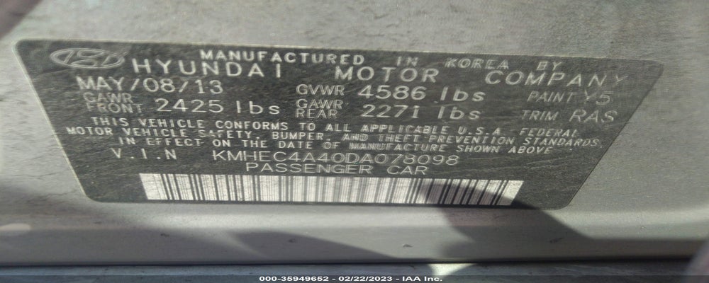 KMHEC4A40DA078098 2013 HYUNDAI SONATA photo no. 9