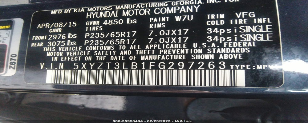 5XYZT3LB1FG297263 2015 HYUNDAI SANTA FE SPORT photo no. 9
